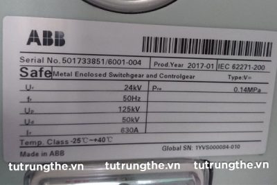 Thông số kỹ thuật tủ máy cắt trung thế RMU ABB ngăn V