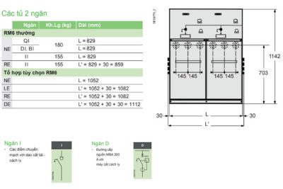 Cấu hình tủ trung thế RMU Schneider 2 ngăn RM6-DI