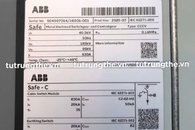 Nameplate tủ trung thế RMU ABB Safeplus CCCV