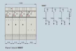 Kích thước và sơ đồ nguyên lý tủ RMU 4 ngăn Siemens 8DJH RRRT