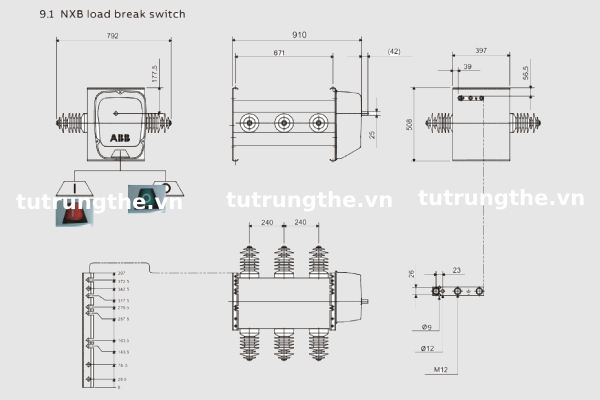 Bản vẽ chi cấu tạo chi tiết LBS ABB NBX