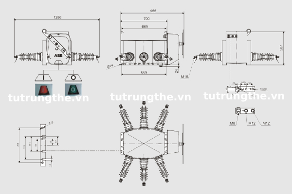 Bản vẽ chi cấu tạo chi tiết LBS ABB NXA