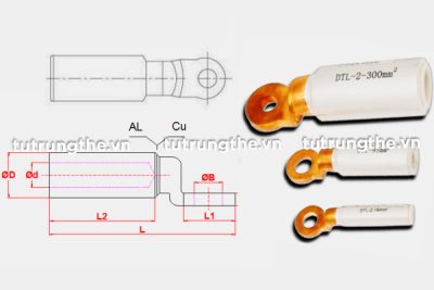 Bản vẽ cấu tạo đầu cos đồng nhôm DTL2