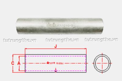 Bản vẽ cấu tạo đầu cos thẳng NN-U nối cáp đồng ngầm