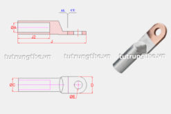 Bản vẽ cấu tạo đầu cốt đồng nhôm 1 lỗ DTL1