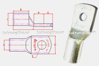 Đầu cốt đồng 1 lỗ đuôi ngắn VC