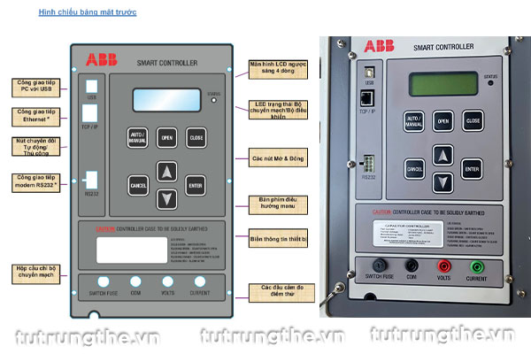 Mặt trước tủ điều khiển tụ bù CQ900 ABB Hitachi