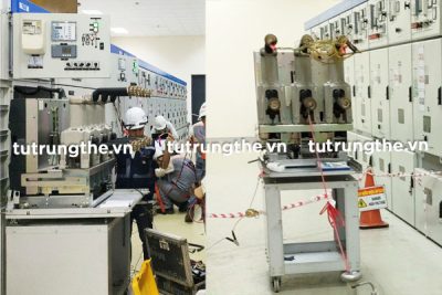 Xe thao tác rút máy cắt VCB ra khỏi tủ trung thế